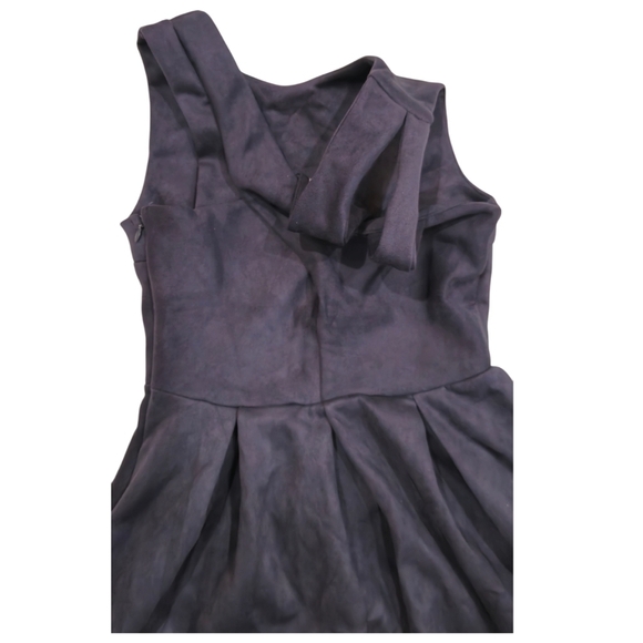 ModCloth Jessy B Mini Dress Pleate Navy Faux Suede Fit & Flare Skater Size Small - Picture 5 of 12